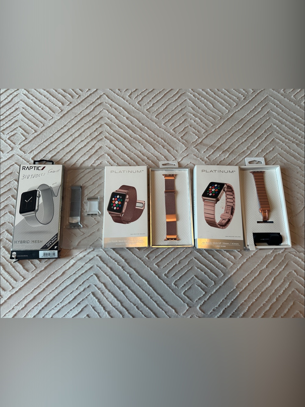 3 Apple Watch Bands Bundle- Silver/Stainless Steel (x1) and Rose Gold (x2)